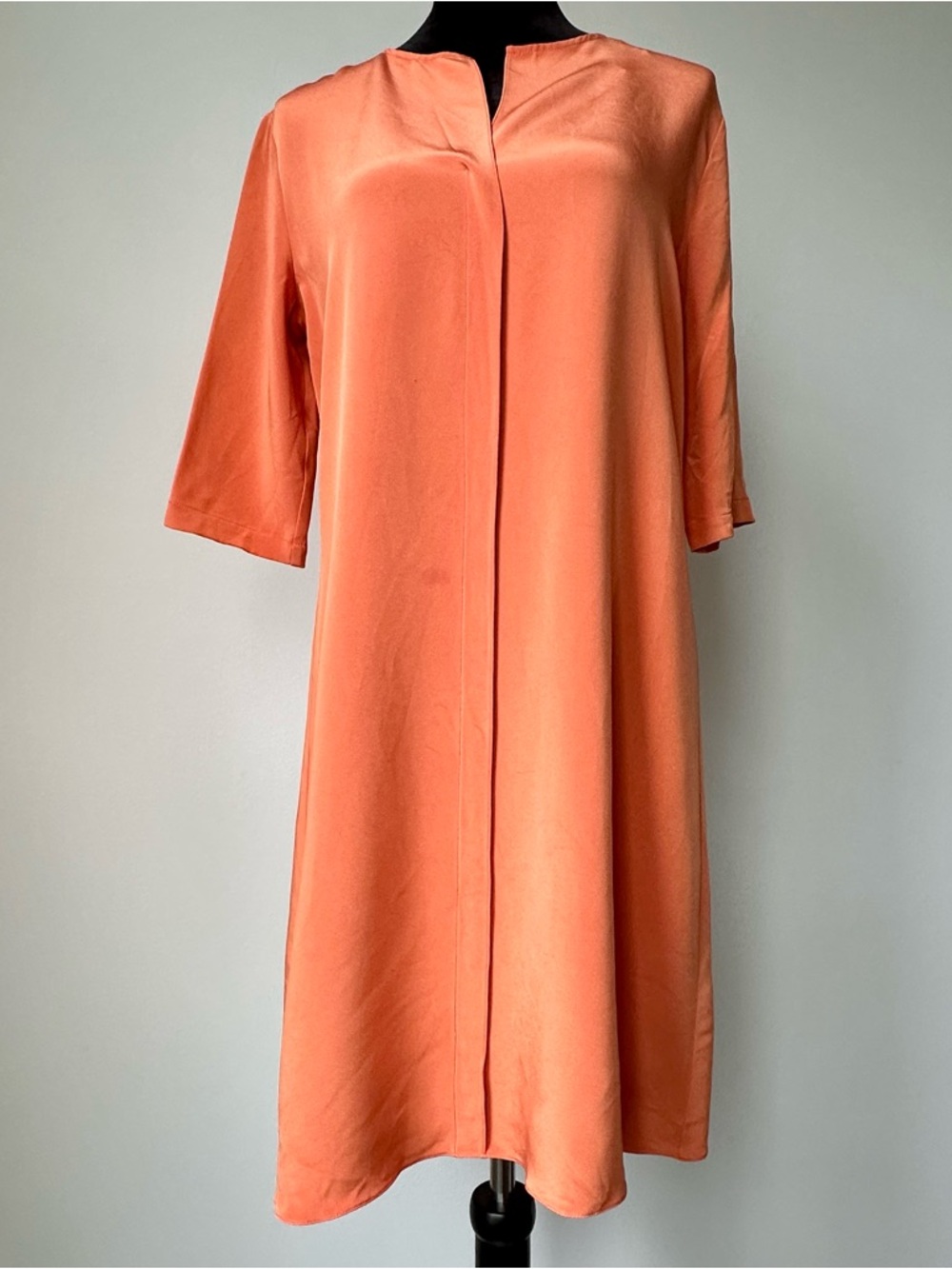 Coral Orange Silk Midi Dress Sz M
